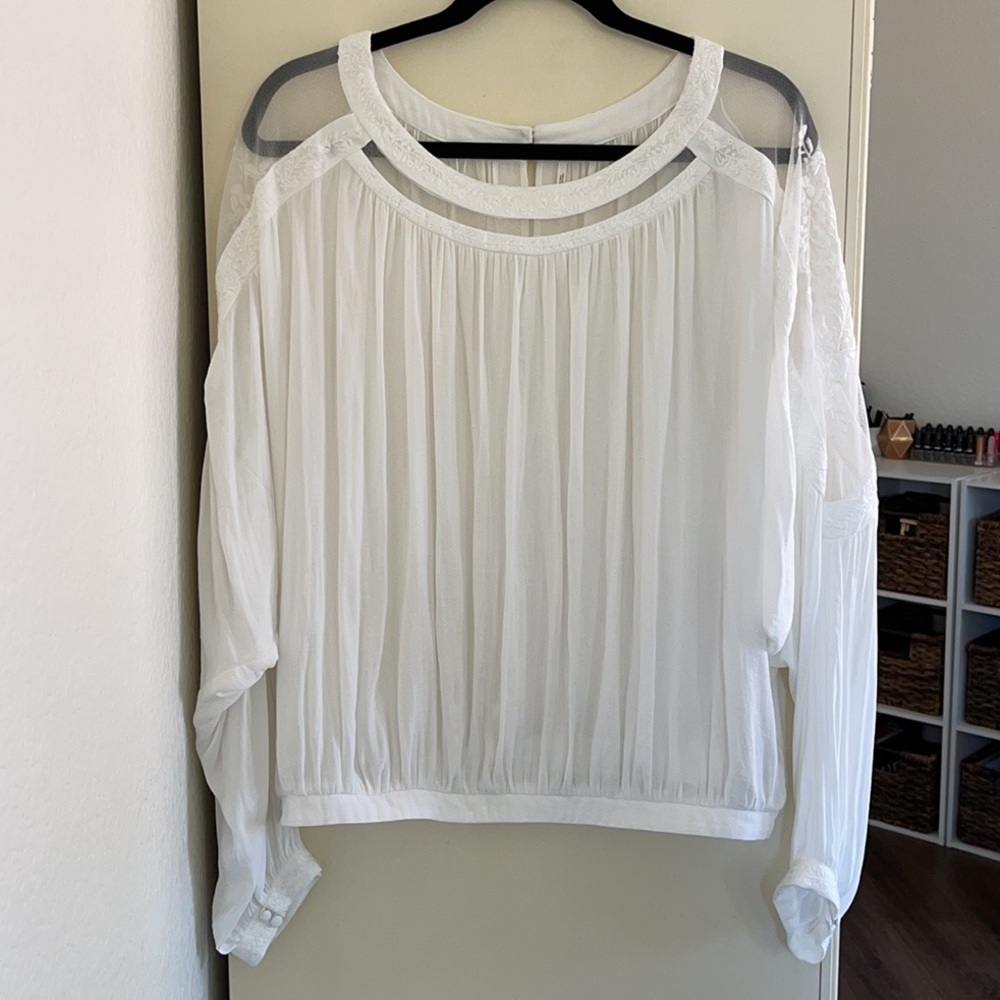 Free People Embroidered Mesh Blouse